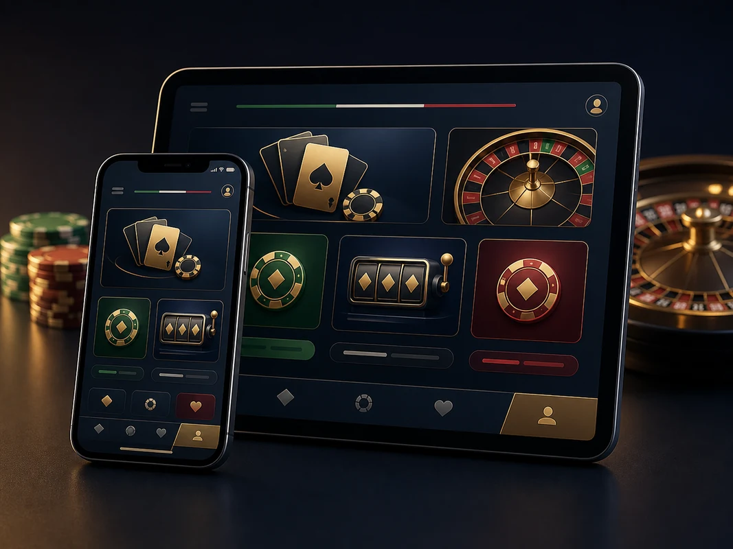 Smartphone e tablet con interfaccia casino generica senza marchi