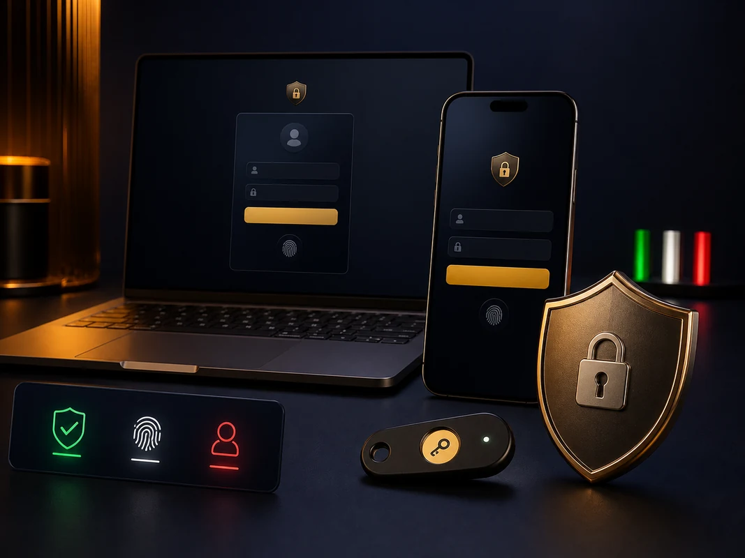 Concetto di app login sicuro con dispositivi e passkey